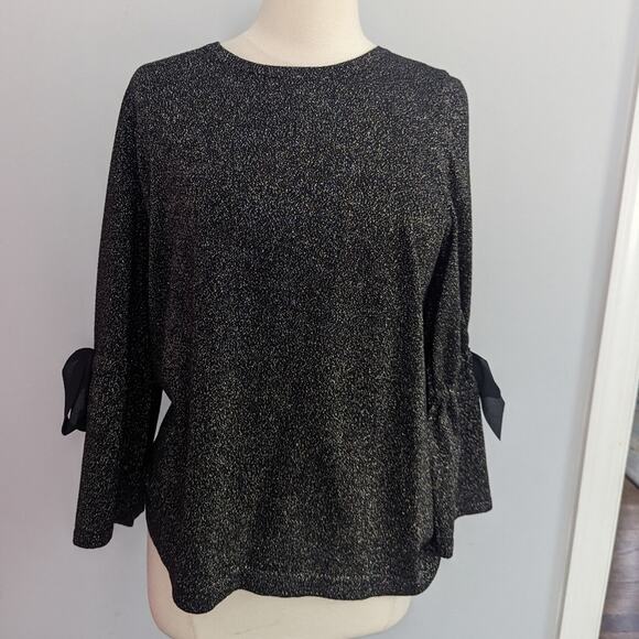 Women's Talbots RSVP Elegant Black and Gold Sweater 1X Petite - Picture 1 of 8